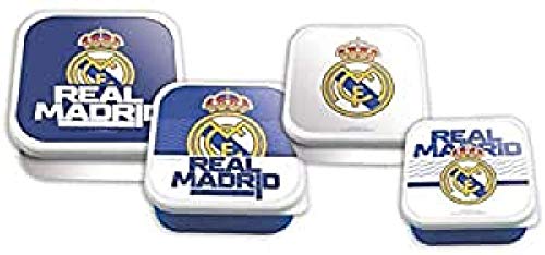 Real Madrid Set 4 sandwicheras en 1 Fiambreras bento-Porta Alimentos Artículos para el hogar Unisex Adulto, Multicolor (Multicolor), Talla Única